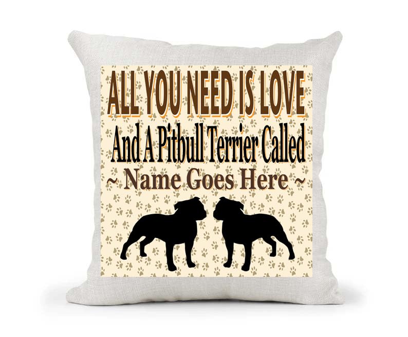 All You Need Is Love And A Pitbull Terrier Personalised Country Canvas Style Cushion Cover Gift