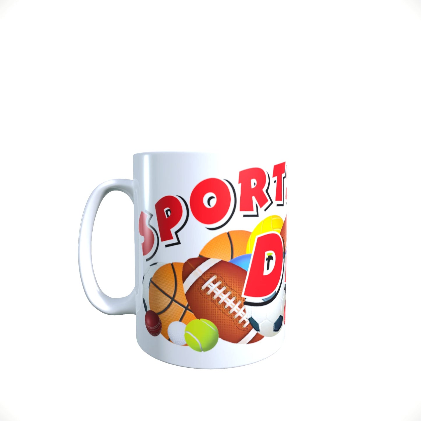 Father's Day Sports Crazy White Ceramic Gift Mug with Individually Foil Wrapped Chocolate Footballs