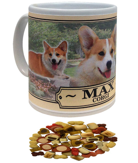 Corgi Personalised Dog Breed Gift Mug with Treats