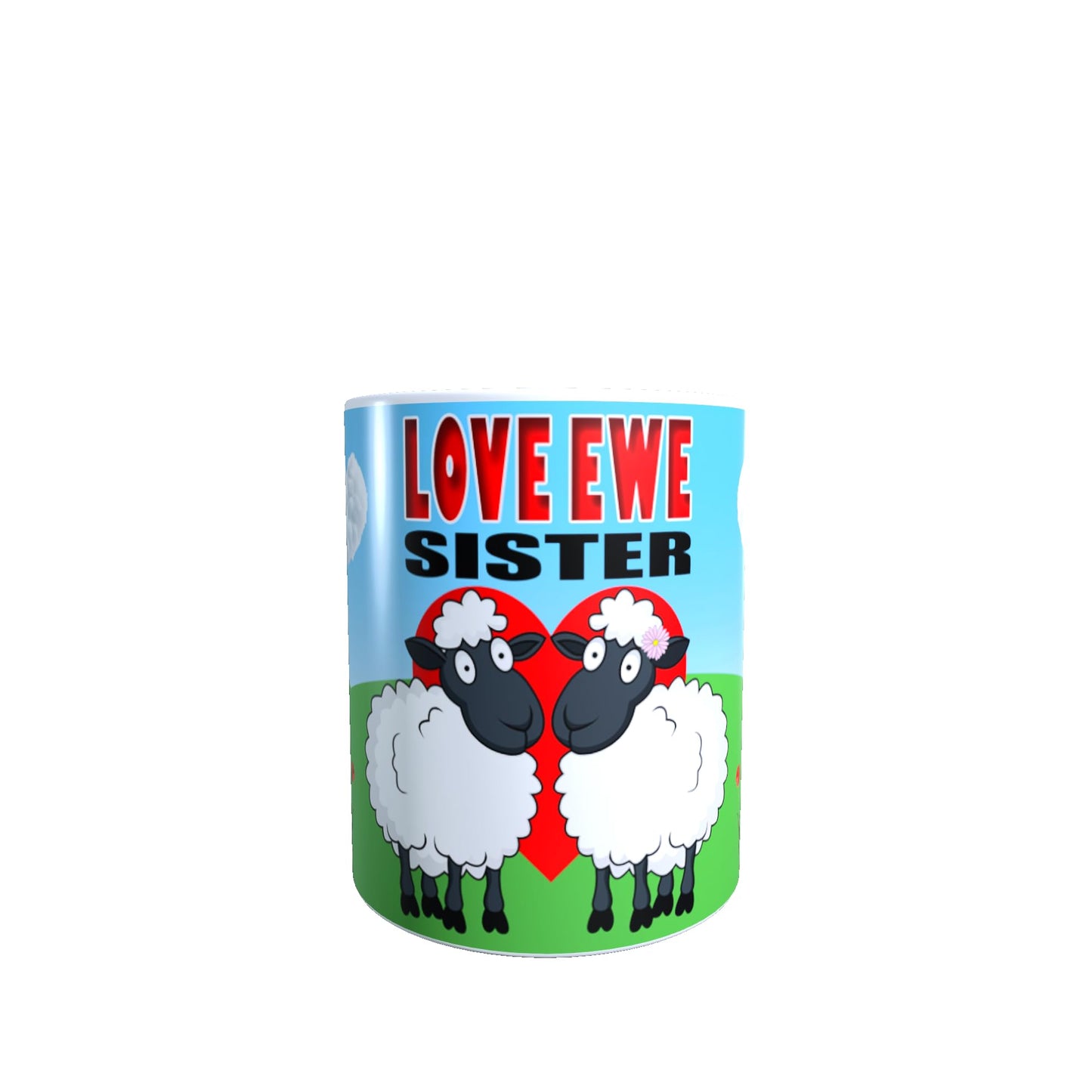 Love Ewe Personalised Two Cute Female Sheep Ceramic Mug Gift