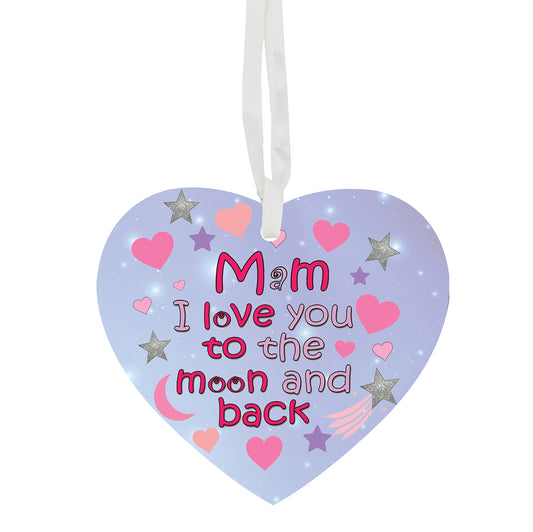 Mam I Love You To The Moon & Back Hanging Heart Ceramic Keepsake Gift (More Relative Options Are Also Available)