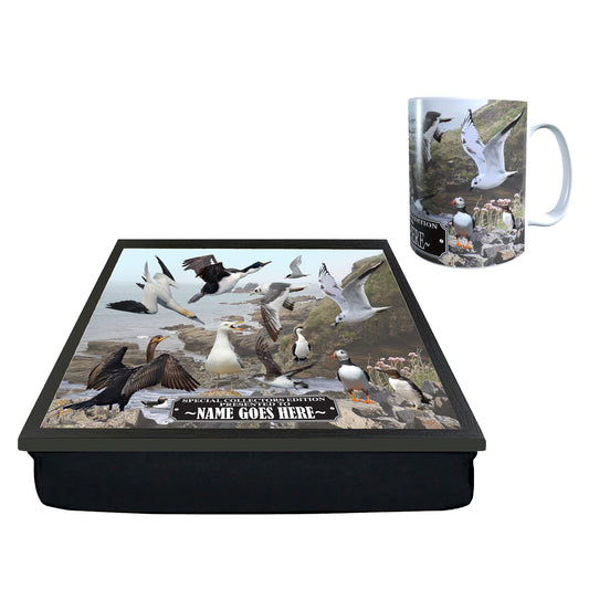 Coastal Birds Personalised Nature Lap Tray and Mug Gift Set, COASTBIRDGSET_001