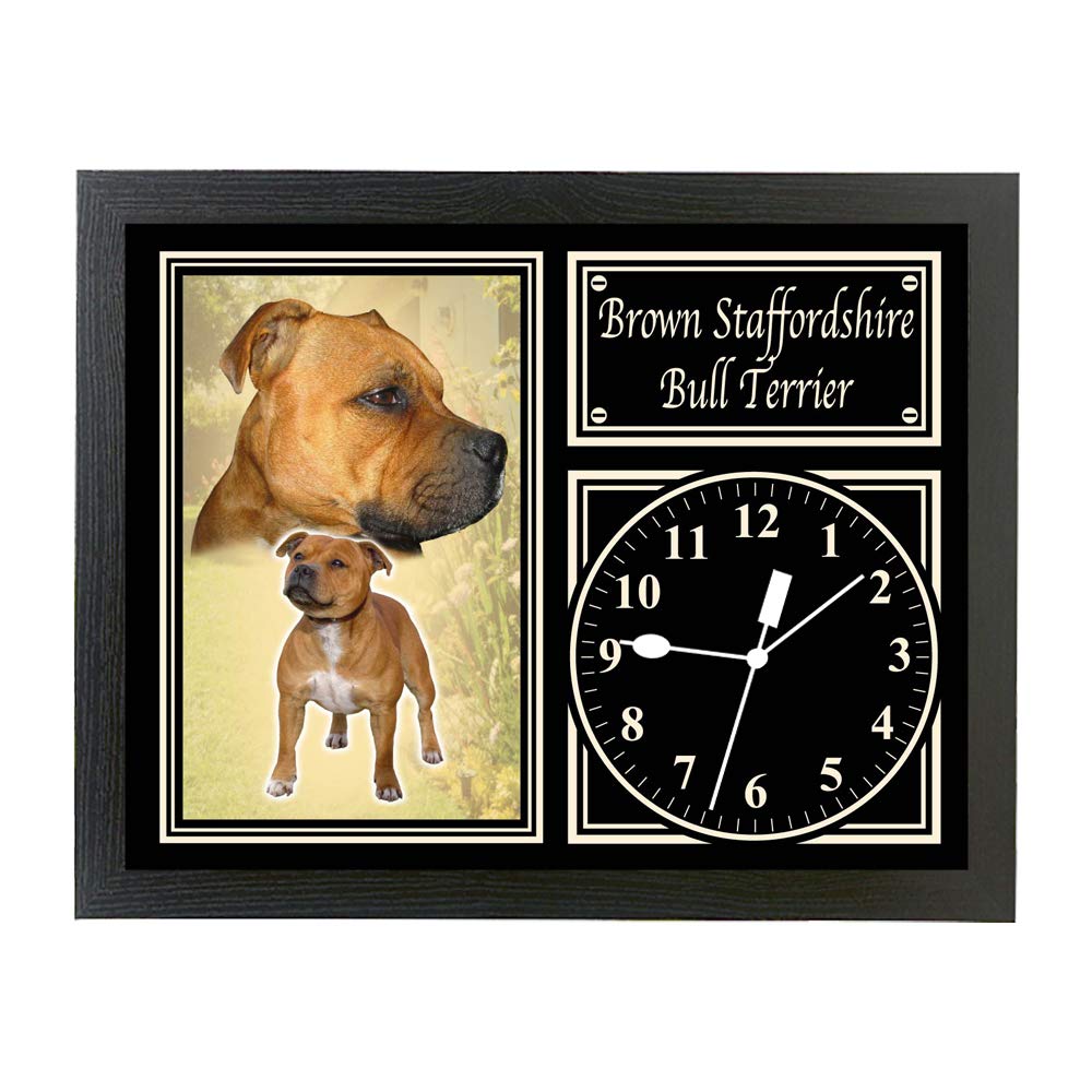 Brown Staffordshire Bull Terrier Dog Breed Gift Clock