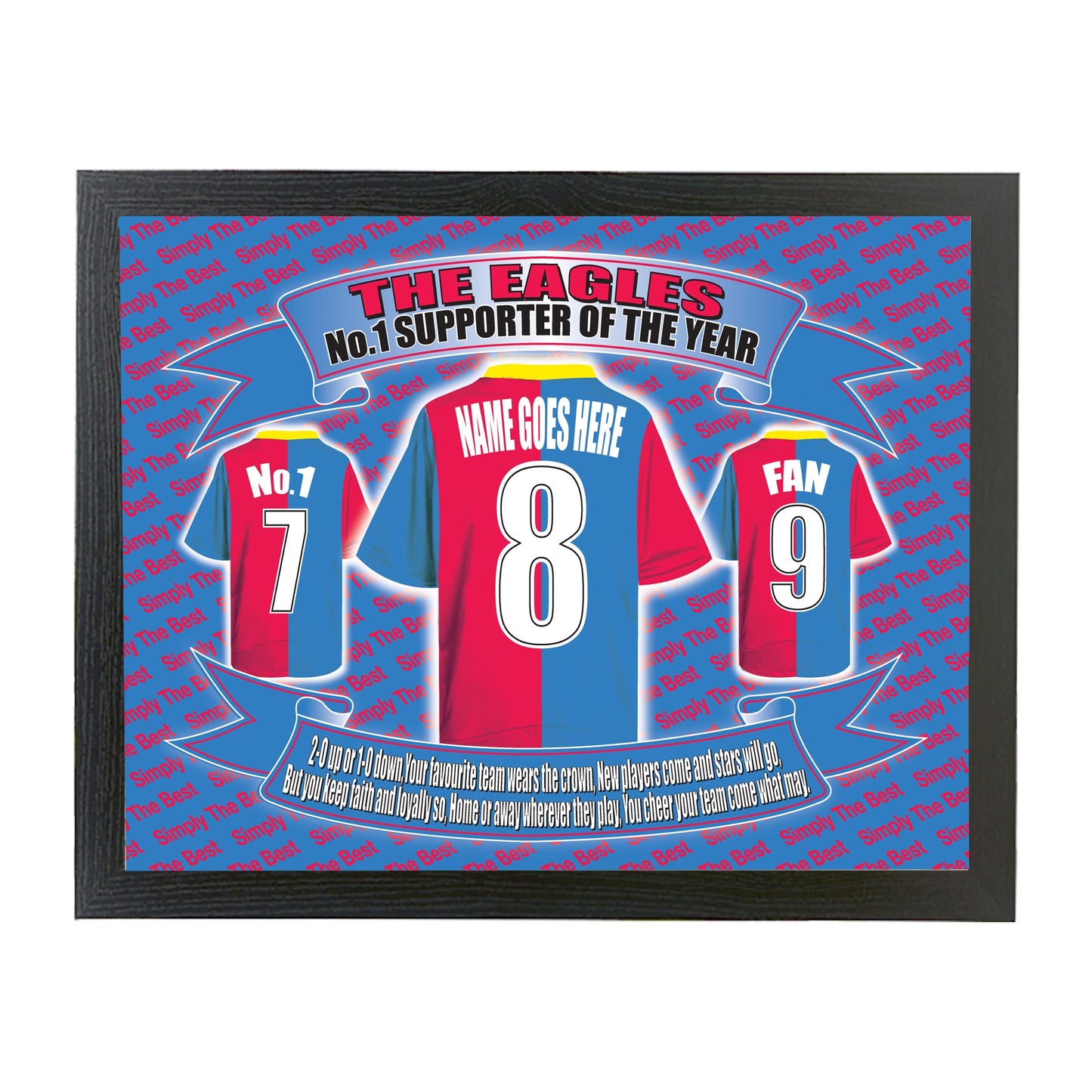 Crystal - The Glaziers Football Shirt Personalised Lap Tray Gift
