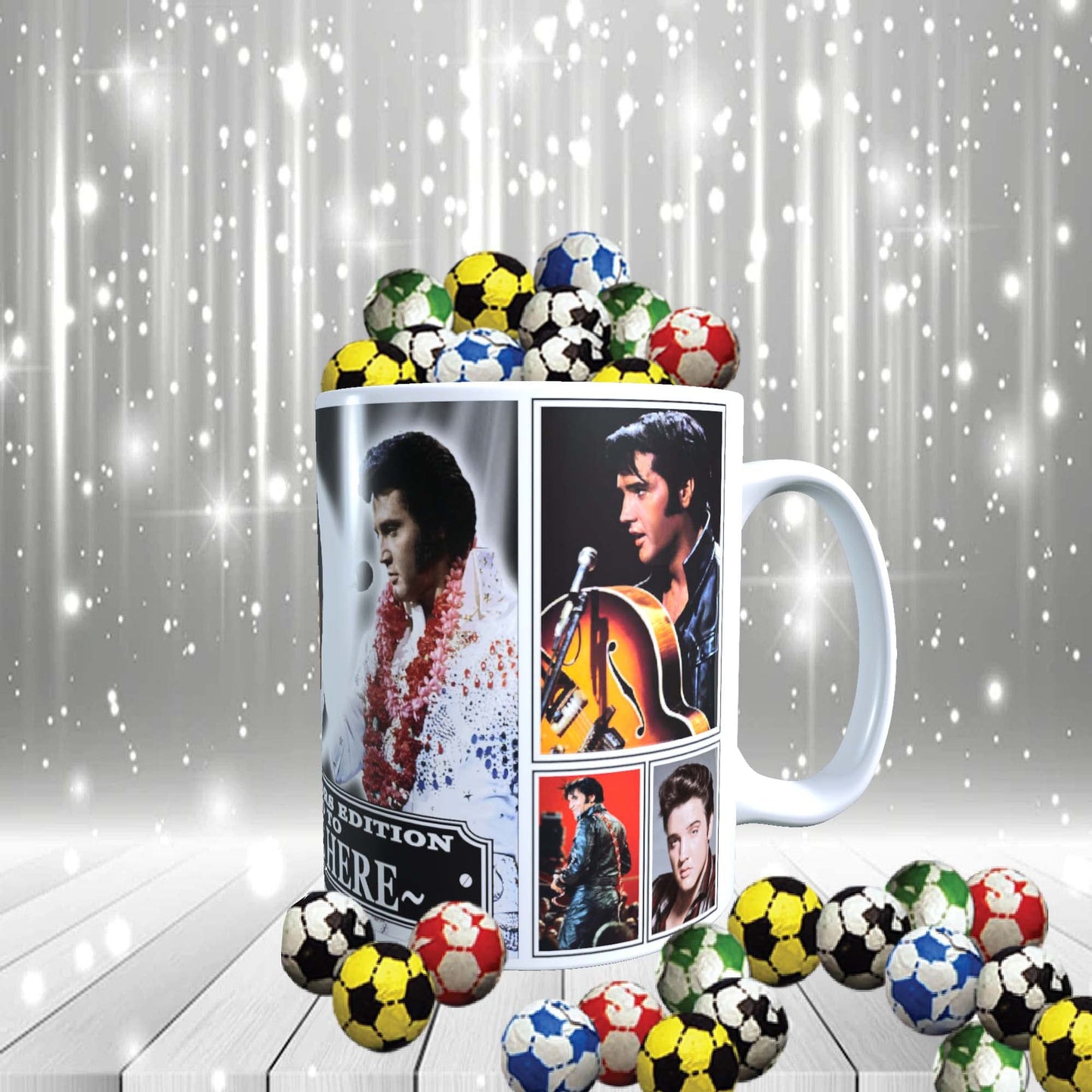 Presley King of Rock n Roll Personalised Music Icon Mug with Choice of Sweets Gift