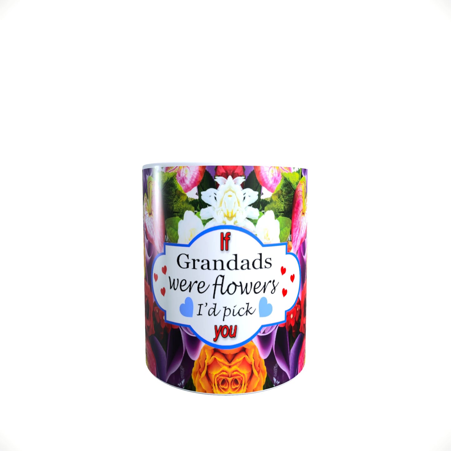 If You were A Flower I’d Pick You Family and Friends Blue & Red Hearts Floral Bouquet Mug Gift