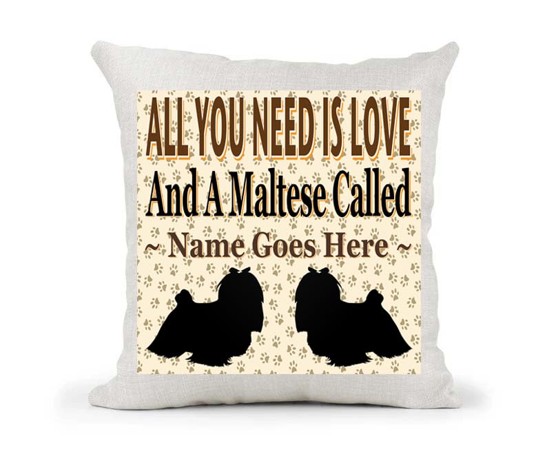 All You Need Is Love And A Maltese Personalised Country Canvas Style Cushion Cover Gift