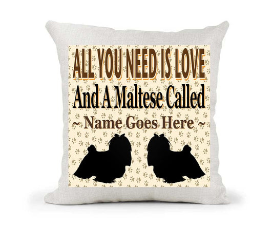 All You Need Is Love And A Maltese Personalised Country Canvas Style Cushion Cover Gift
