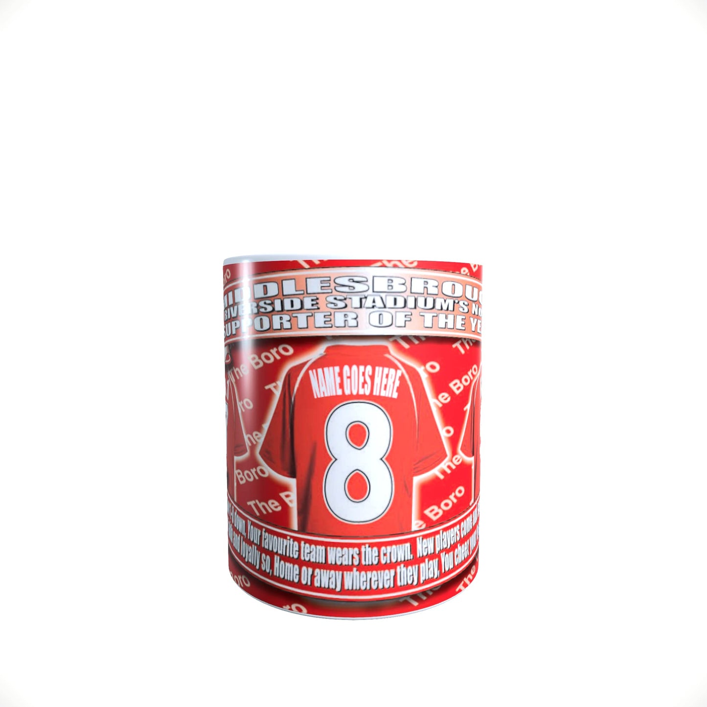 Middlesbrough Football Team Shirt Personalised Mug Gift with Chocolate Footballs