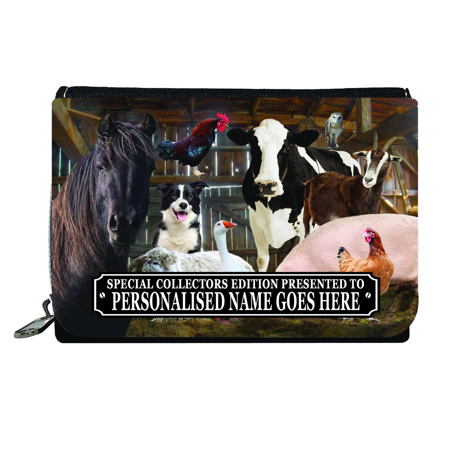 Farm Animals Barn Gathering Personalised Purse Gift