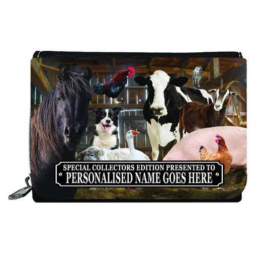 Farm Animals Barn Gathering Personalised Purse Gift