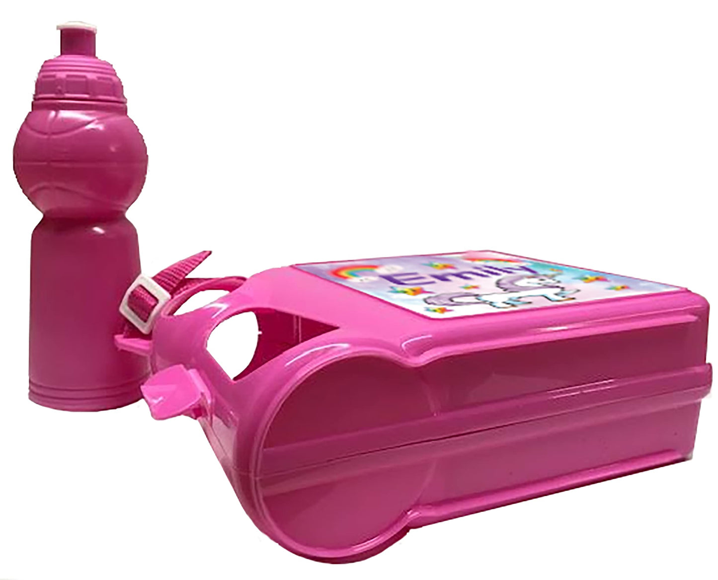 Personalised Unicorn Plastic Lunch Box and Water Bottle Back to School Gift Set