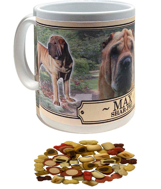 Shar Pei Personalised Dog Breed Gift Mug with Treats