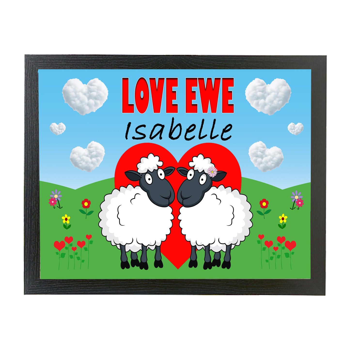 Love Ewe Male and Female Personalised Cute Sheep Cushioned Lap Tray Gift Present