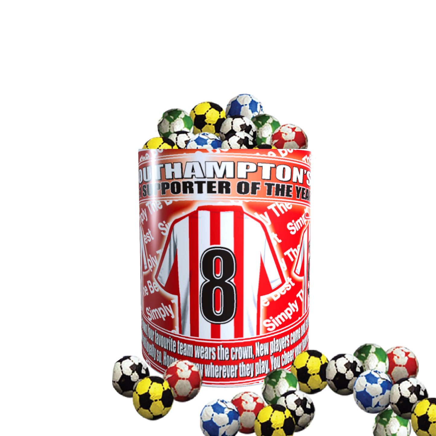Southampton Football Team Shirt Mug Gift with Chocolate Footballs