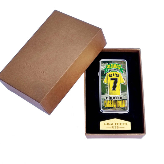 Norwich No.1 Fan Football Shirt Rechargeable Gift Boxed Silver Metal USB Lighter