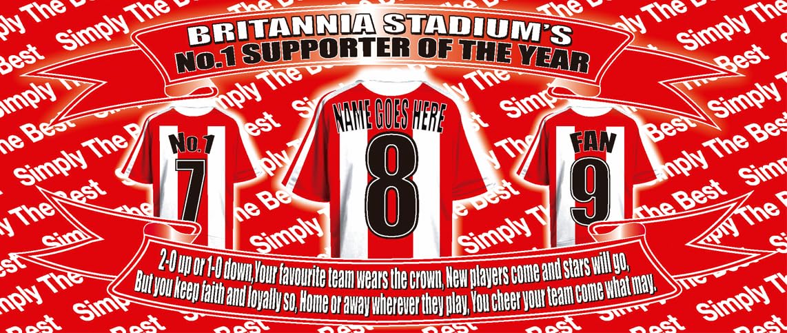 Personalised Stoke United Water Bottle - Football Shirt - Silver Aluminium Two Lids - Unisex Gift