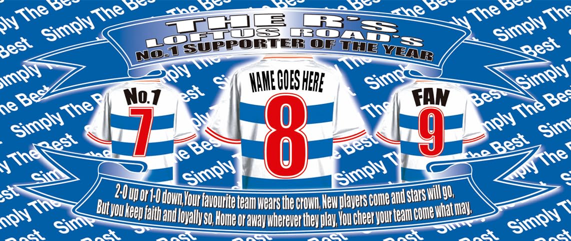 Queens (park) Rangers Personalised Football Shirt Silver Aluminium Two Lid Unisex Water Bottle Gift