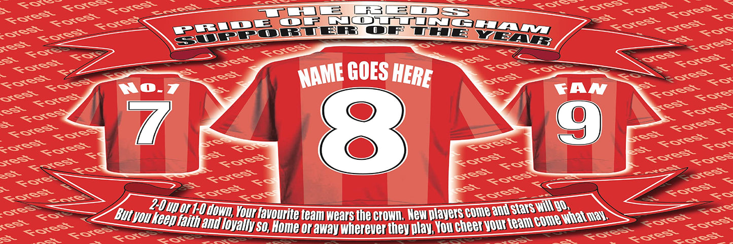 Notts Forest Personalised Football Shirt Ceramic Money Box Gift