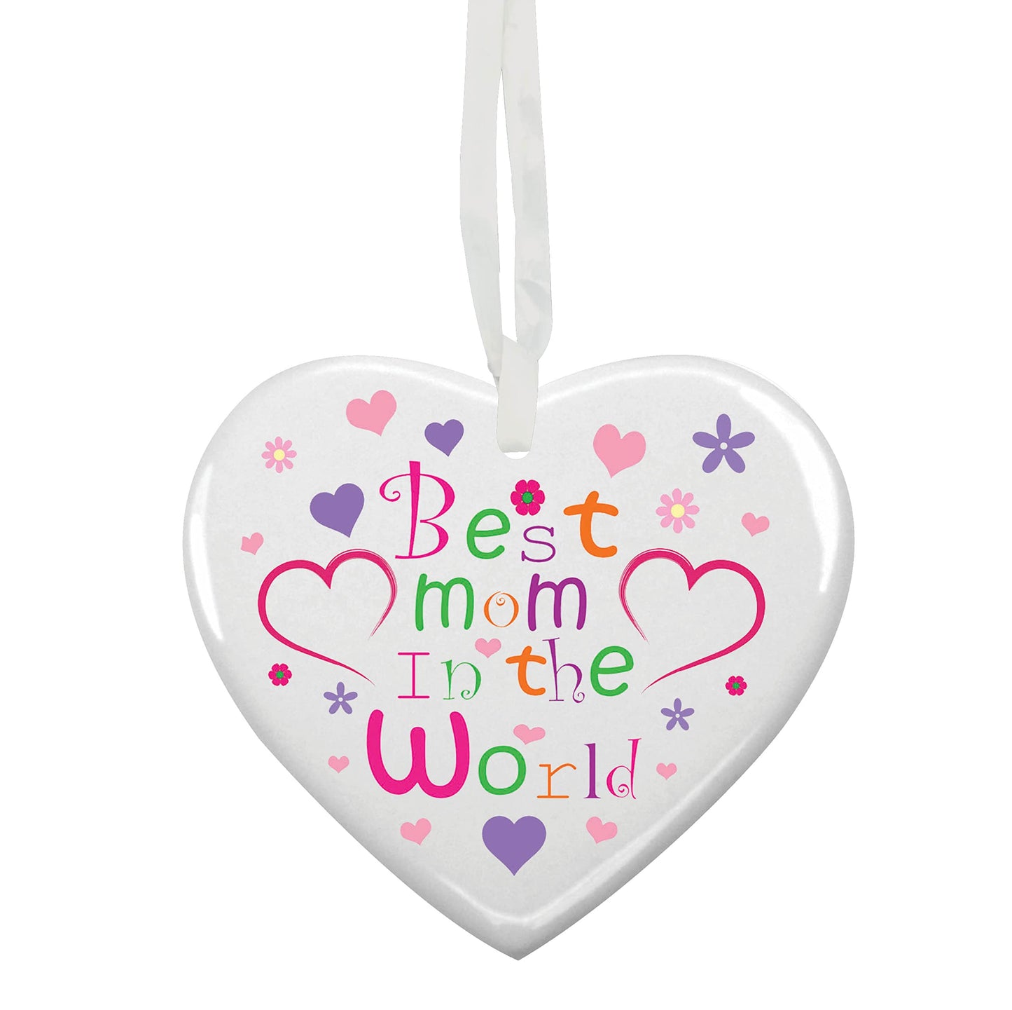 Best In The World Mom Customised Hanging Heart Ceramic Keepsake Gift - (More Relative Options Are Available)