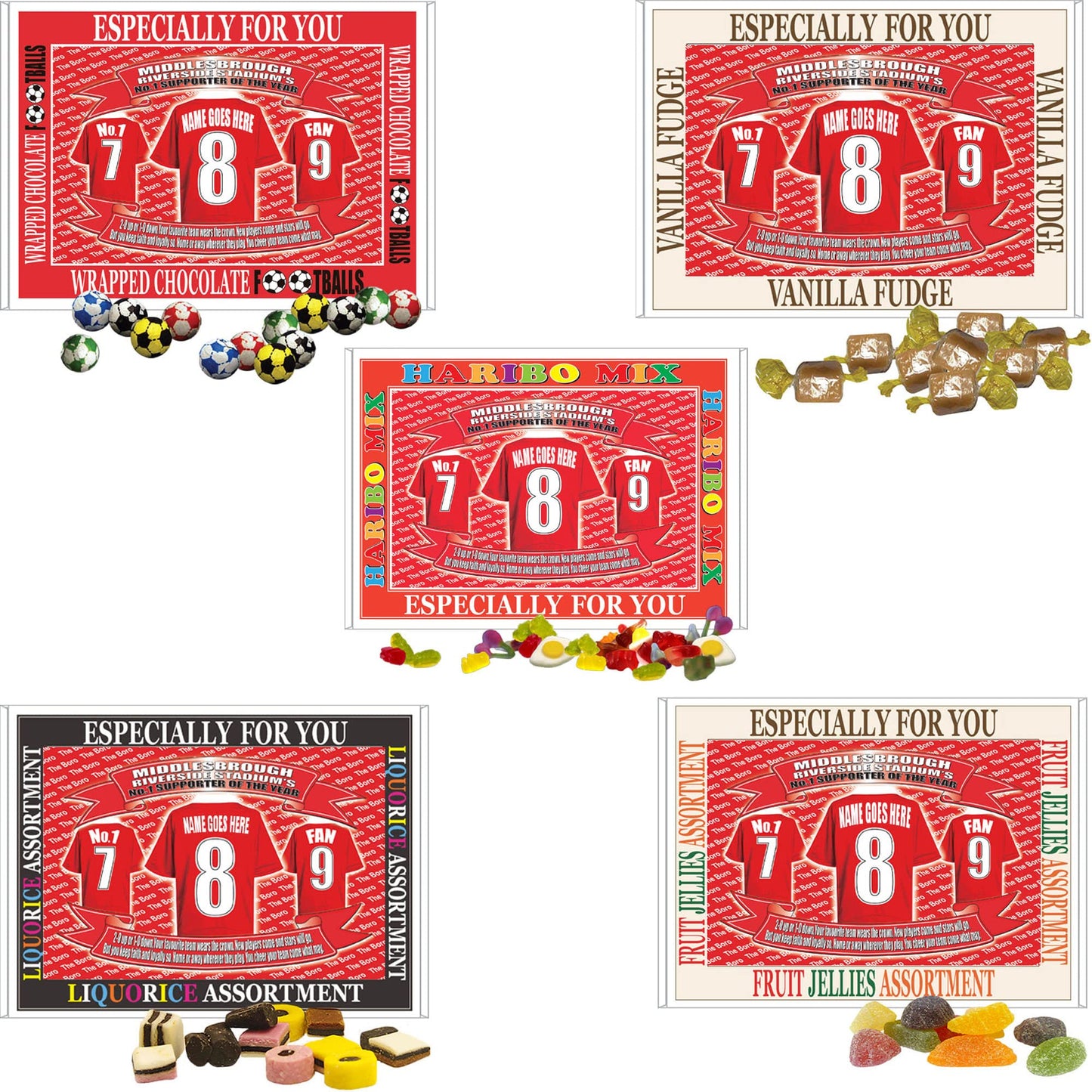 Middlesbrough Football Shirt Personalised Gift Boxed Sweets Variety