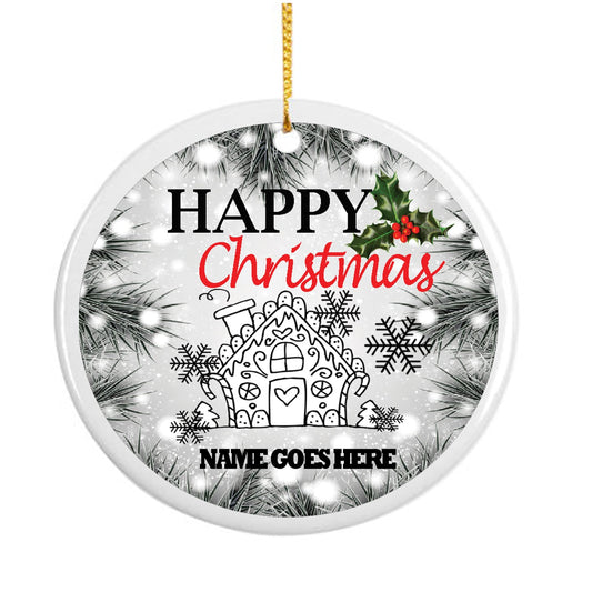 Christmas Gingerbread House Personalised Keepsake Hanging Tree Decoration with Double Sided Personalisation