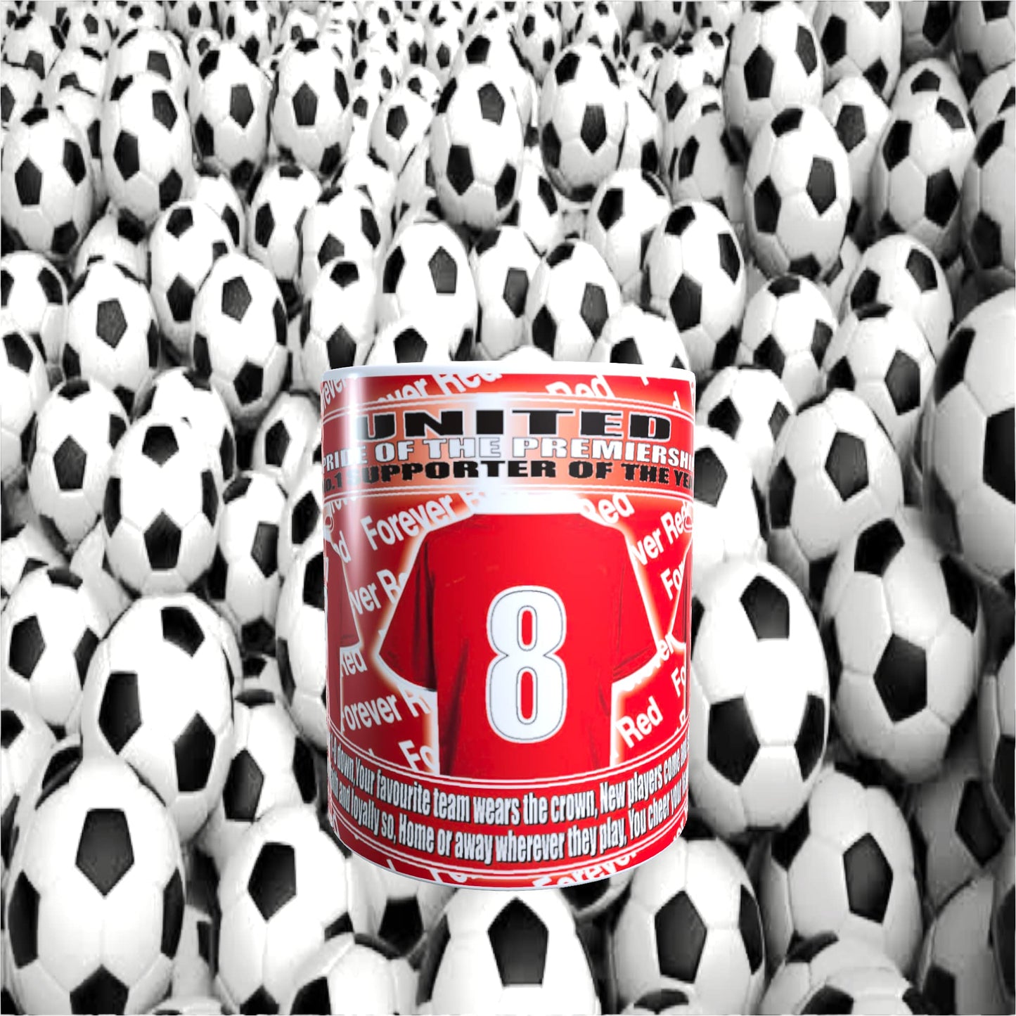 Manchester Reds Football Shirt Mug Gift with Chocolate Footballs