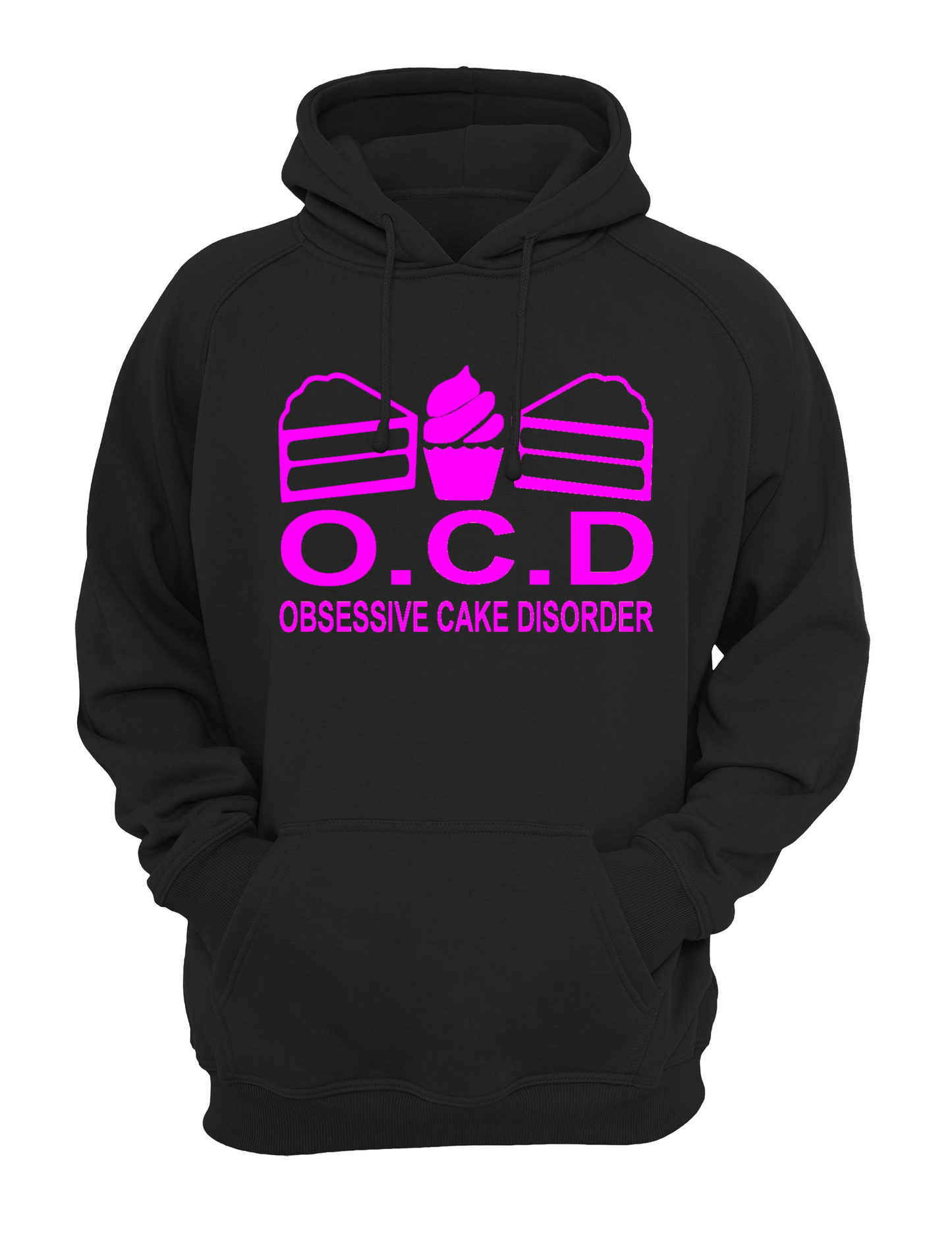 O.C.D 'Obsessive Cake Disorder' Slogan Unisex Casual Hoody, Sweatshirt, Sweat Black, Grey