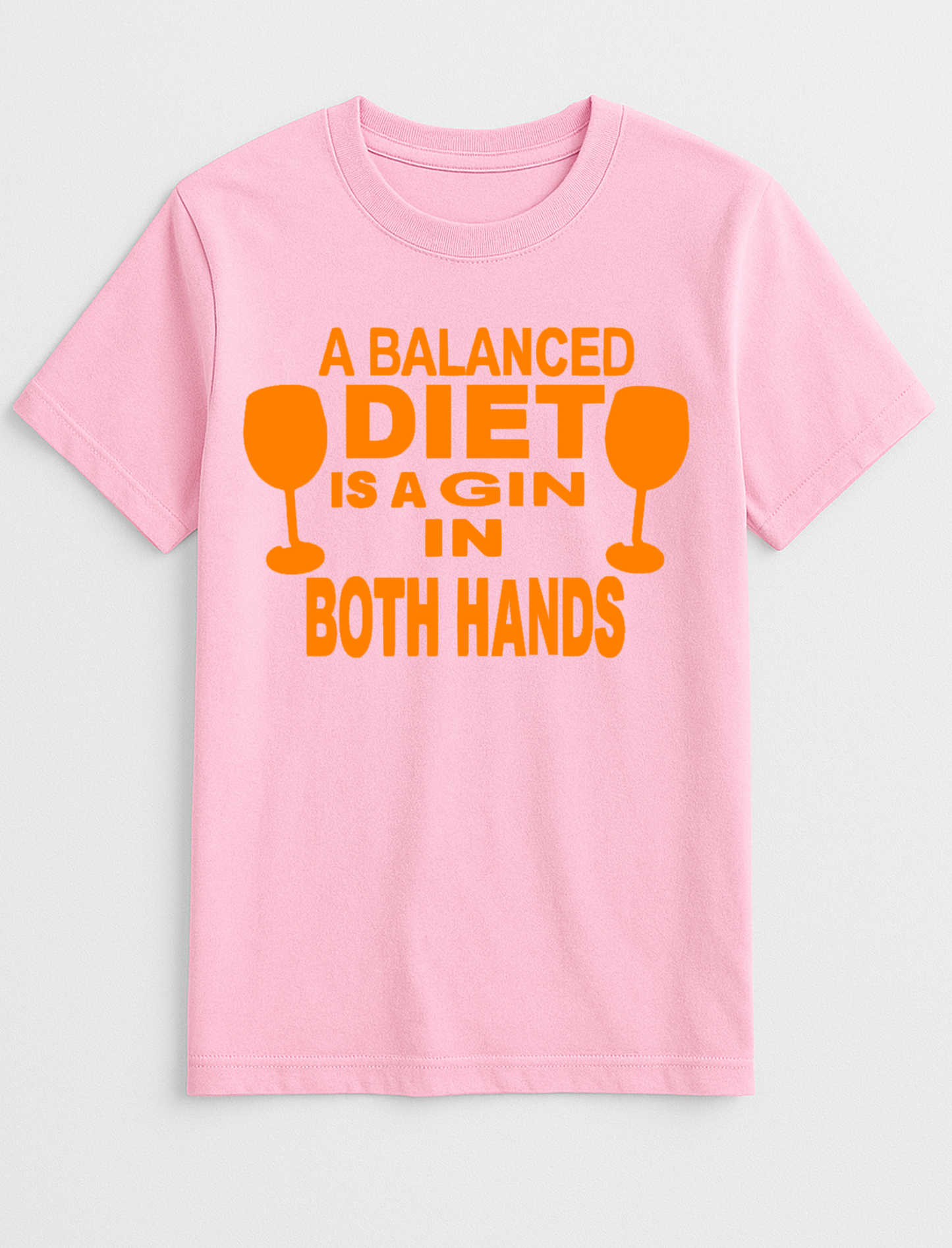 A Balanced Diet is A Gin in Each Hand Humorous Funny Personalised Slogan Unisex T-Shirt Gift Black