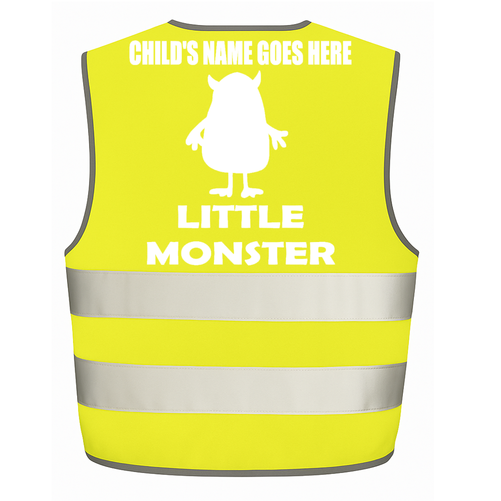 Little Monster personalised Hi-visibilty childrens vest.