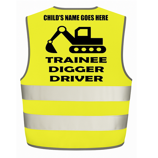 Trainee Digger Driver personalised Hi-visibilty childrens vest