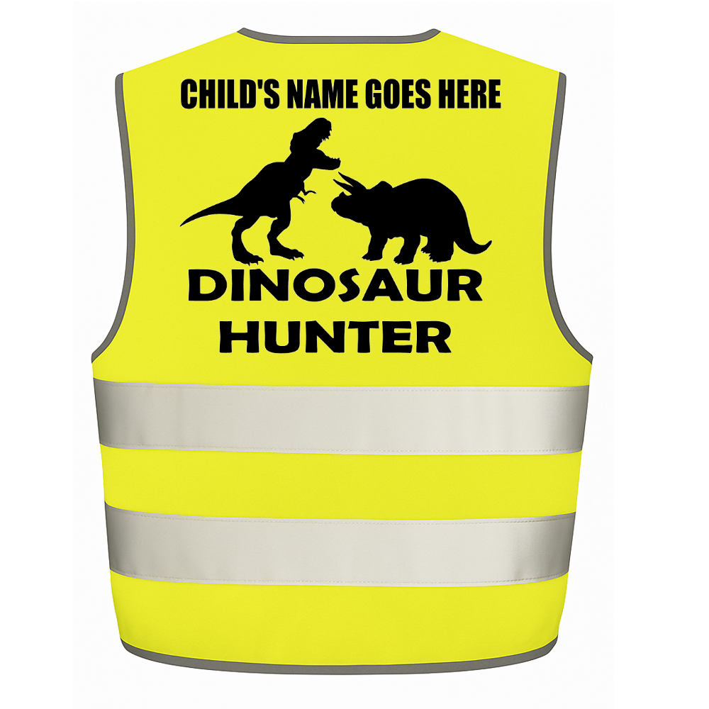 Dinosaur Hunter personalised Hi-visibilty childrens vest