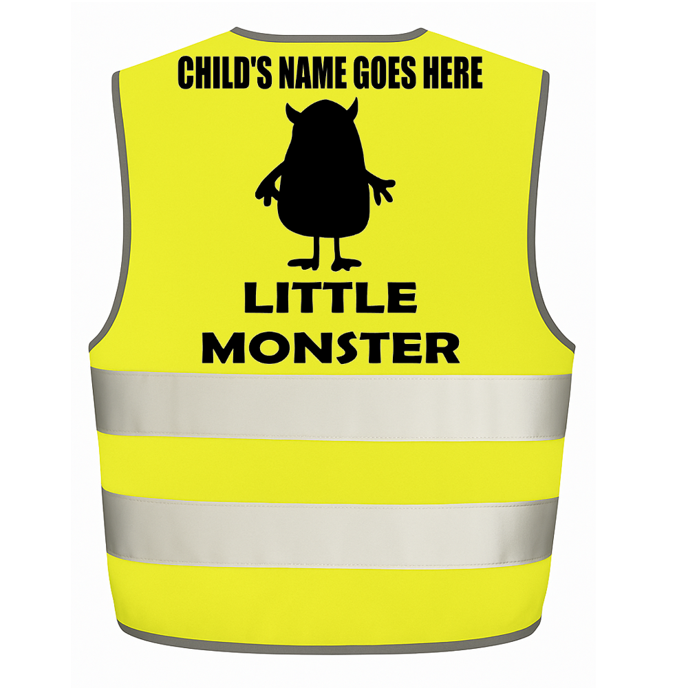 Little Monster personalised Hi-visibilty childrens vest.