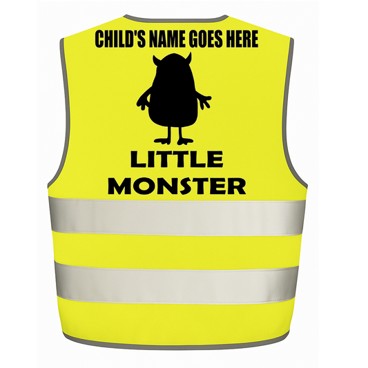 Little Monster personalised Hi-visibilty childrens vest.