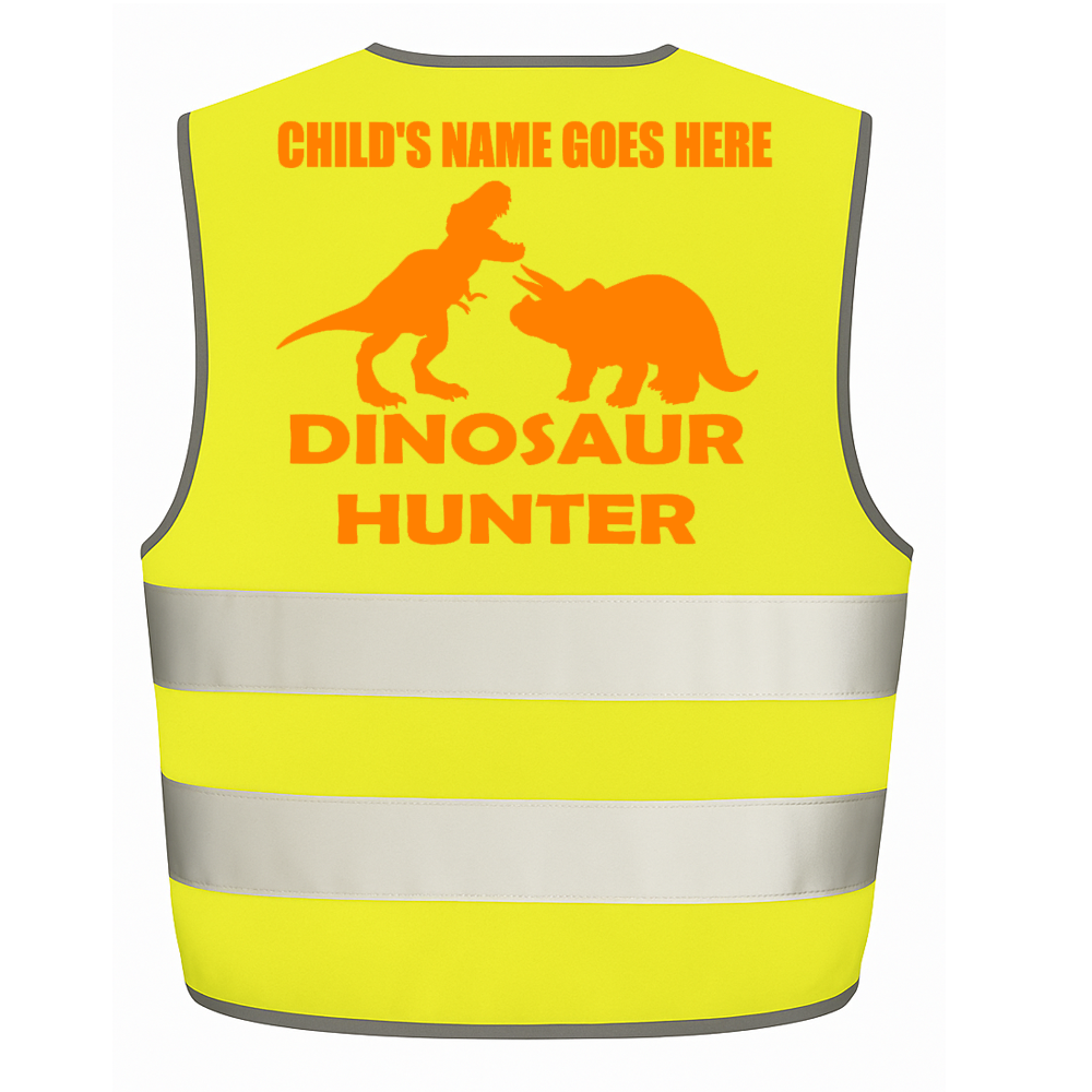 Dinosaur Hunter personalised Hi-visibilty childrens vest