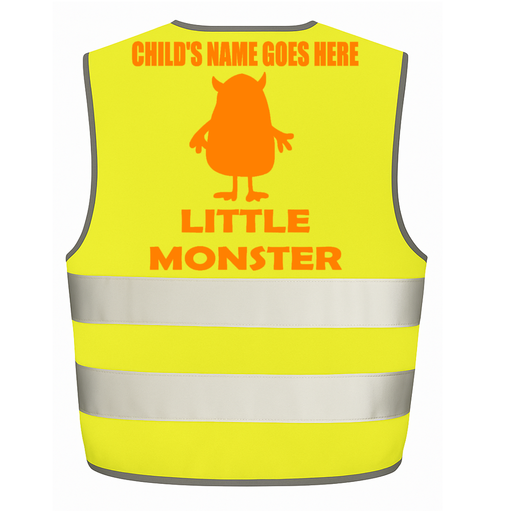 Little Monster personalised Hi-visibilty childrens vest.