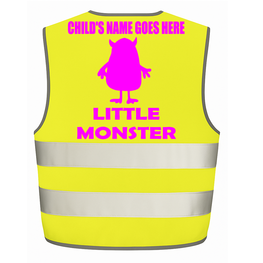 Little Monster personalised Hi-visibilty childrens vest.