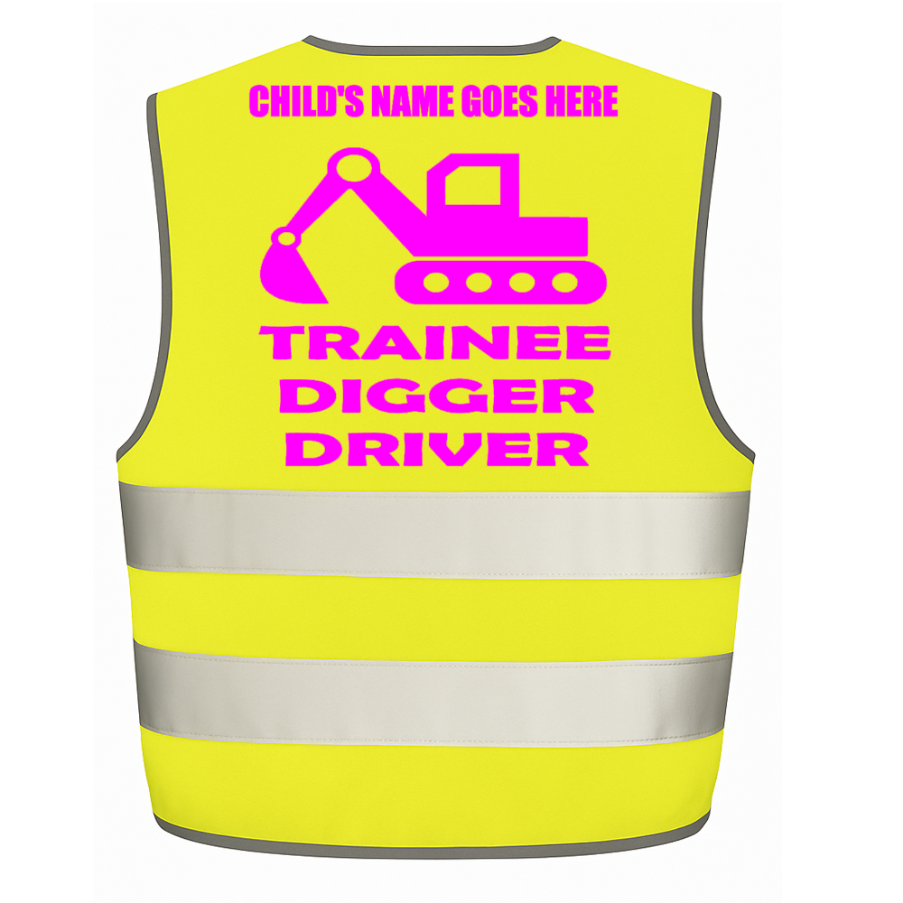Trainee Digger Driver personalised Hi-visibilty childrens vest