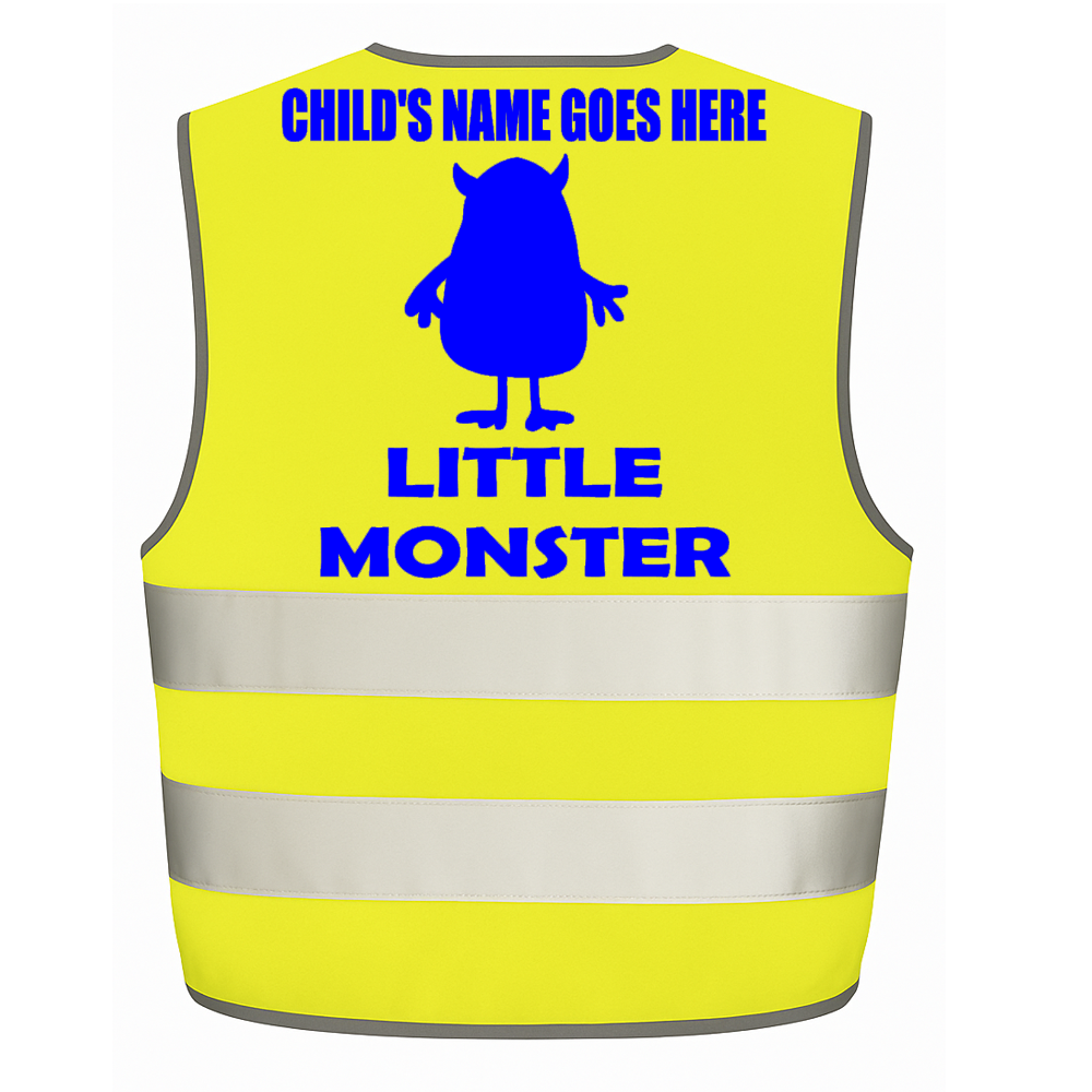 Little Monster personalised Hi-visibilty childrens vest.