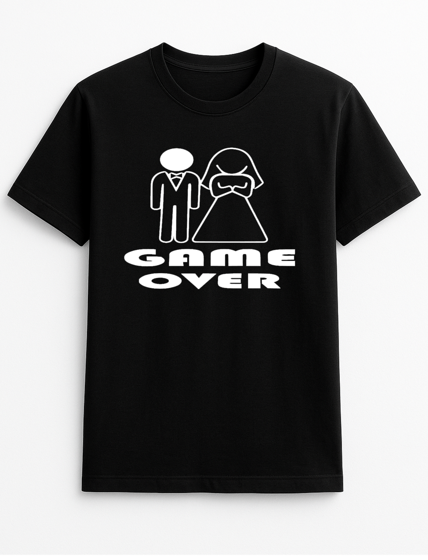 Game Over (Marriage) Humorous Funny Slogan Personalised Colours Unisex T-Shirt Gift Black
