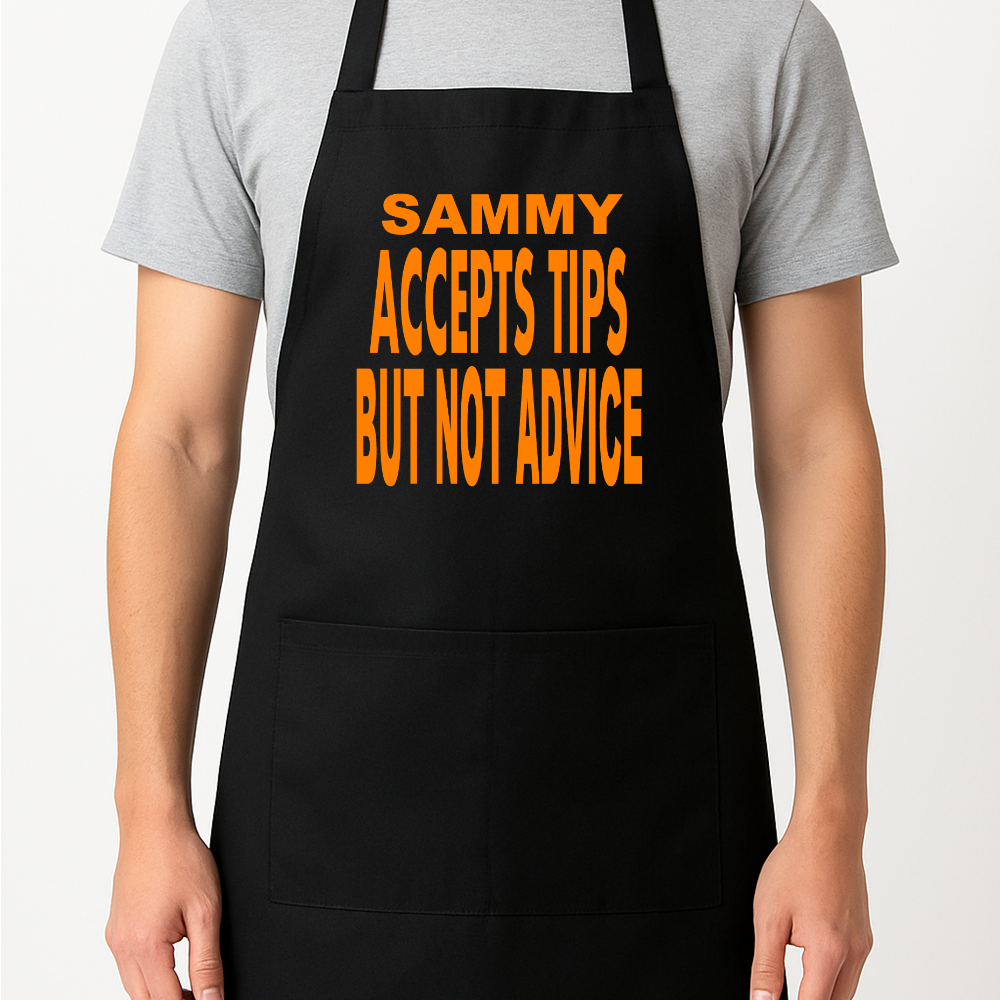 Accepts Tips But Not Advice Personalised Apron Gift Present Barbeque