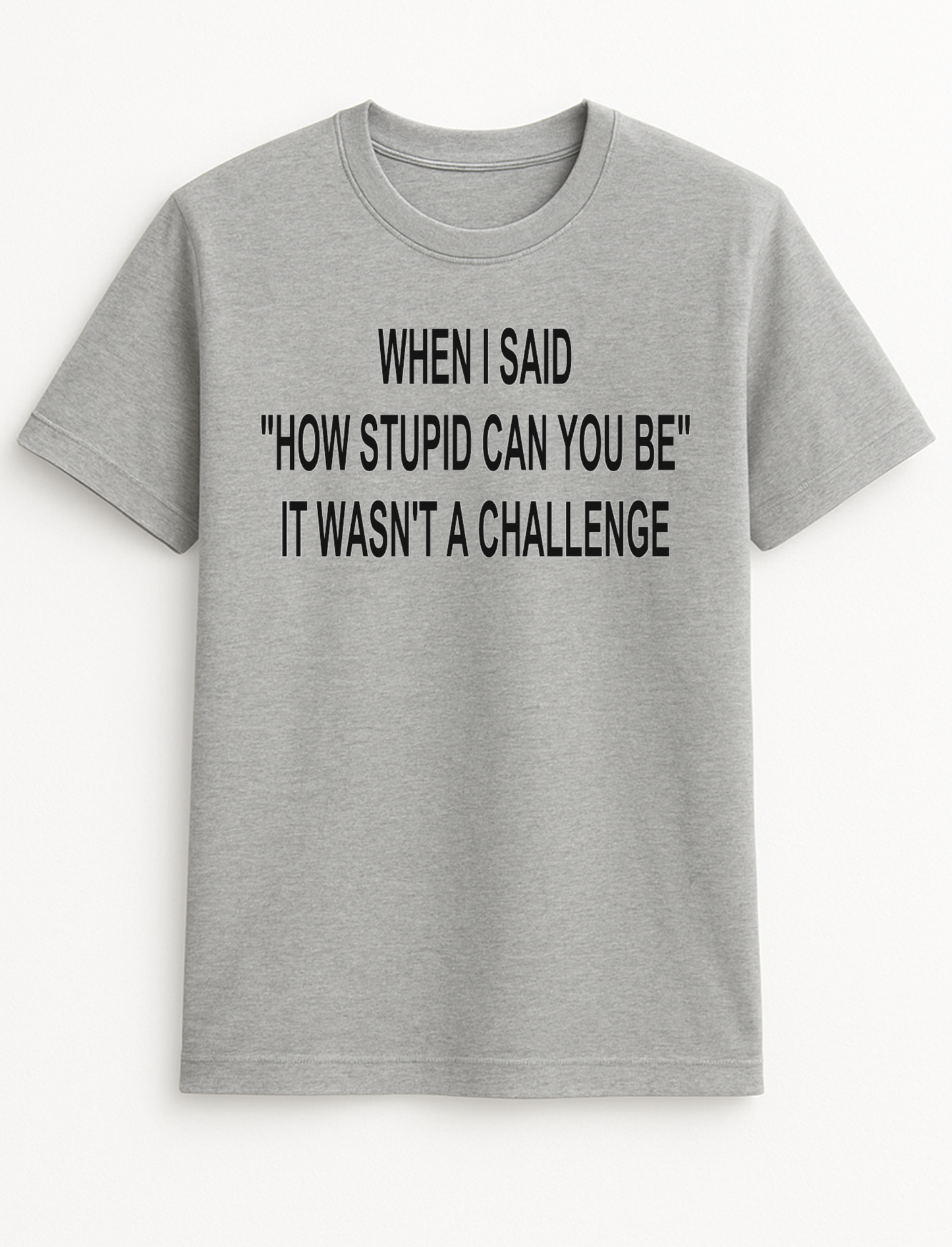 When I Said How Stupid Can You Be it Wasn't a Challenge Funny Humourous Slogan Personalised Colours Unisex T-Shirt Gift Black