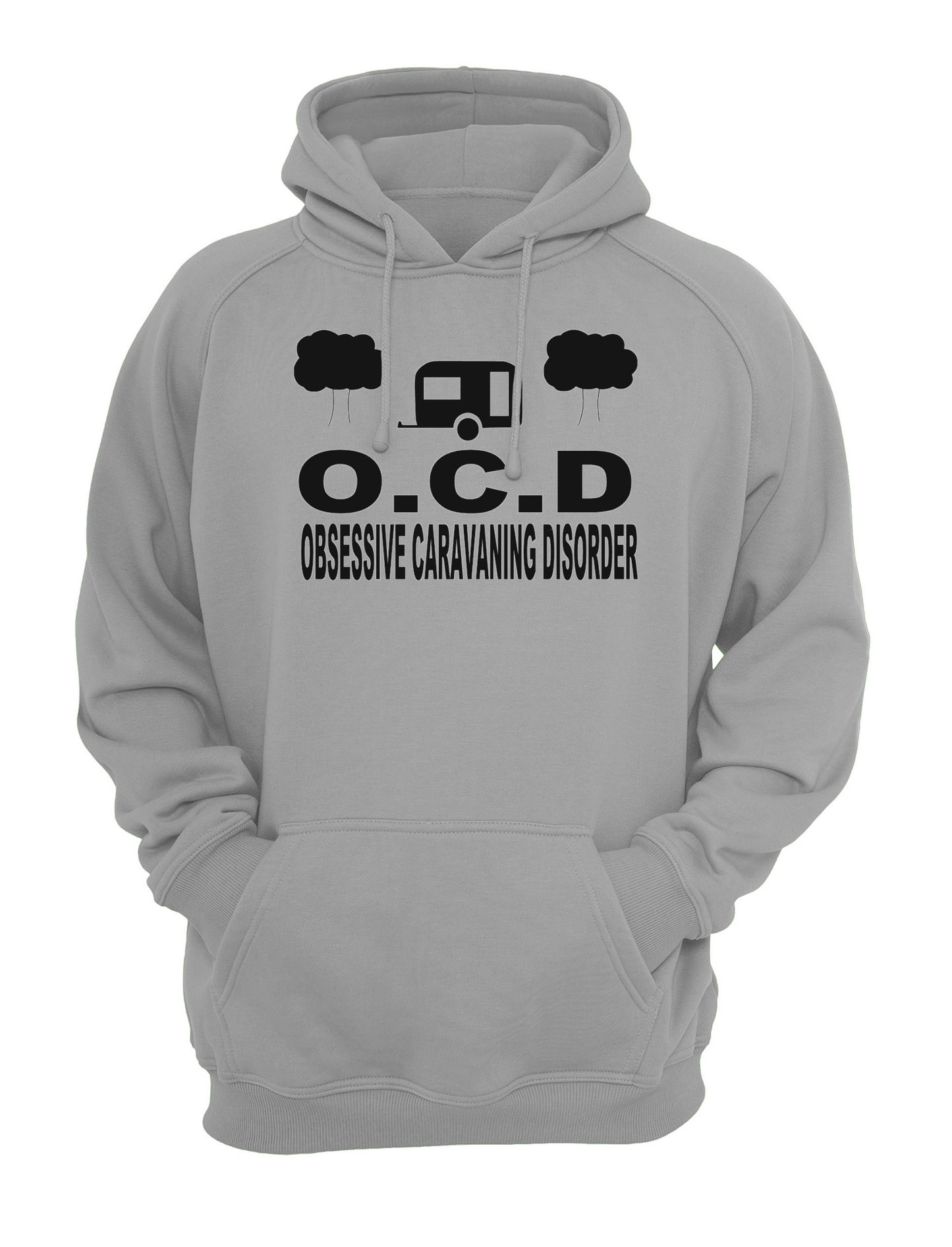 O.C.D 'Obsessive Caravanning Disorder' Slogan Unisex Casual Novelty Hoody Hoodie Sweatshirt Black
