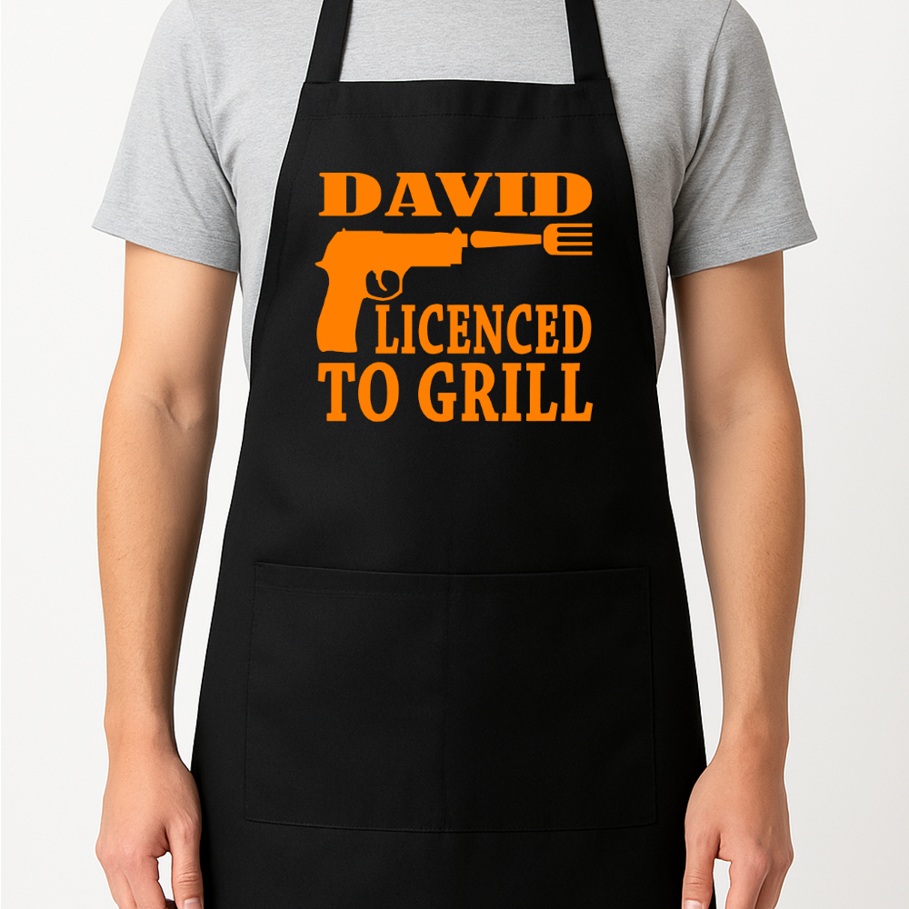 Licenced to Grill Personalised Apron Gift Present Barbeque