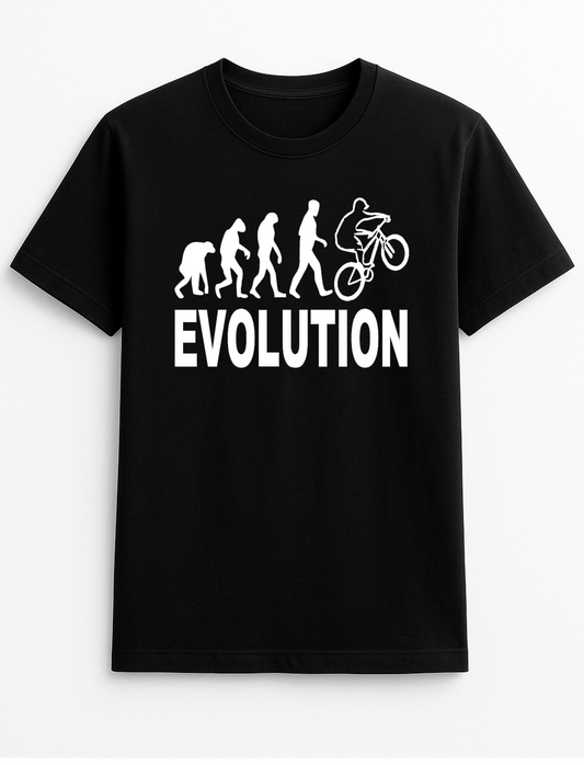 Evolution Mountain Bike Humorous Funny Slogan Personalised Colours Unisex T-Shirt Gift Black