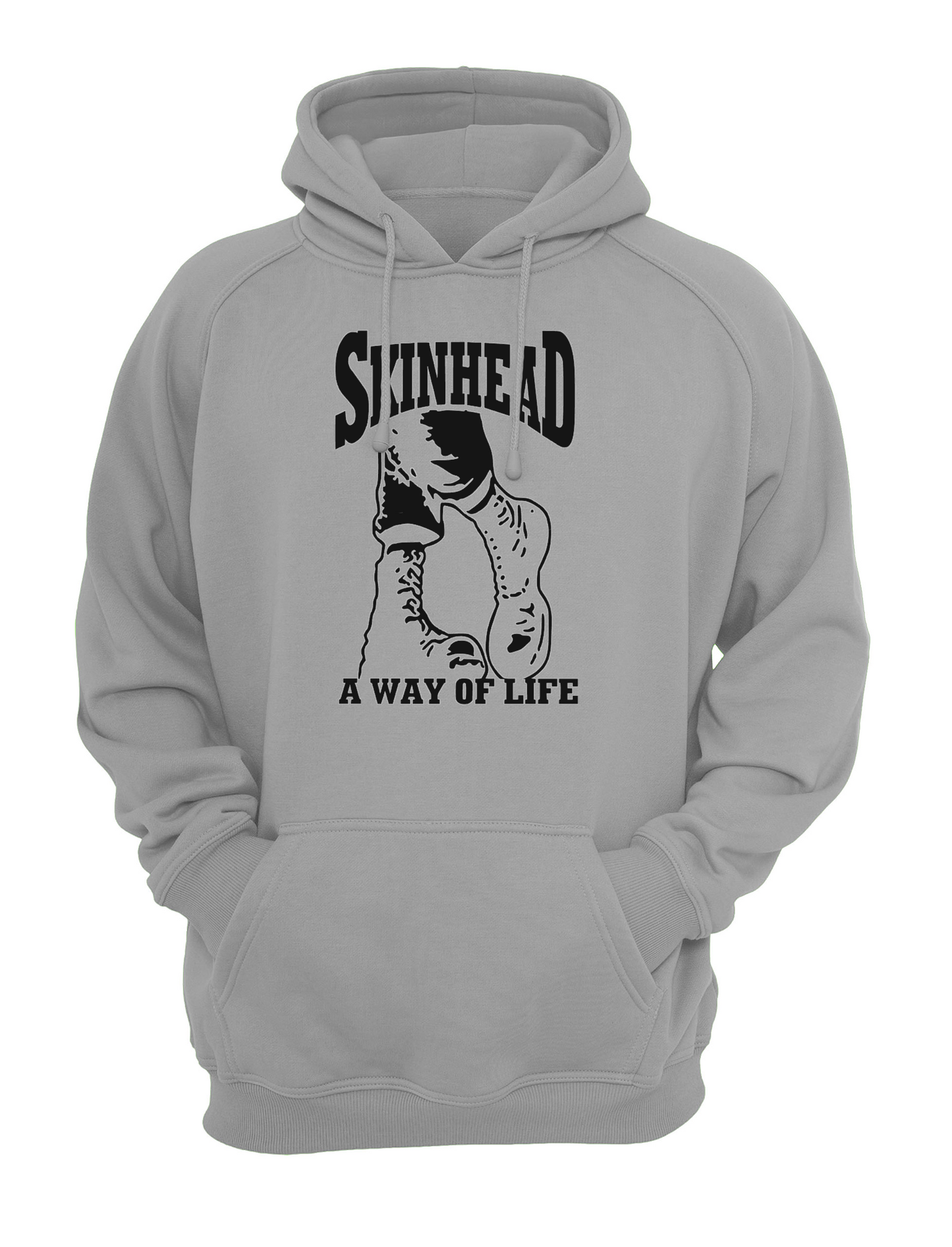 Skinhead - A Way of Life (Boots) Slogan Unisex Casual Novelty Hoody Hoodie Sweatshirt Black
