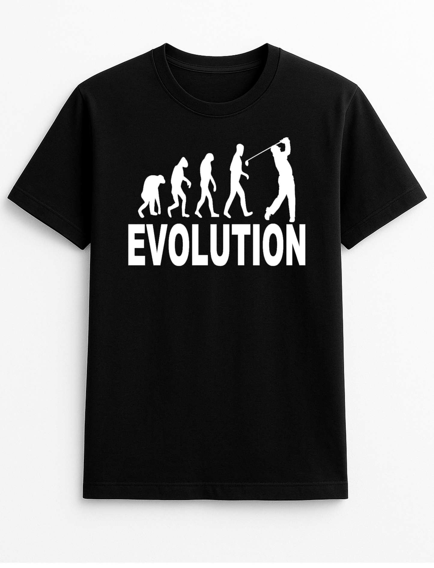 Evolution Golf Humorous Funny Slogan Personalised Colours Unisex T-Shirt Gift Black