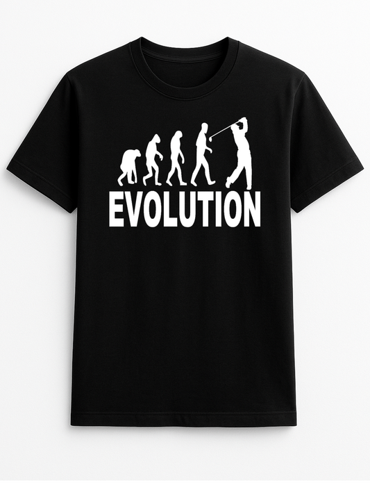 Evolution Golf Humorous Funny Slogan Personalised Colours Unisex T-Shirt Gift Black