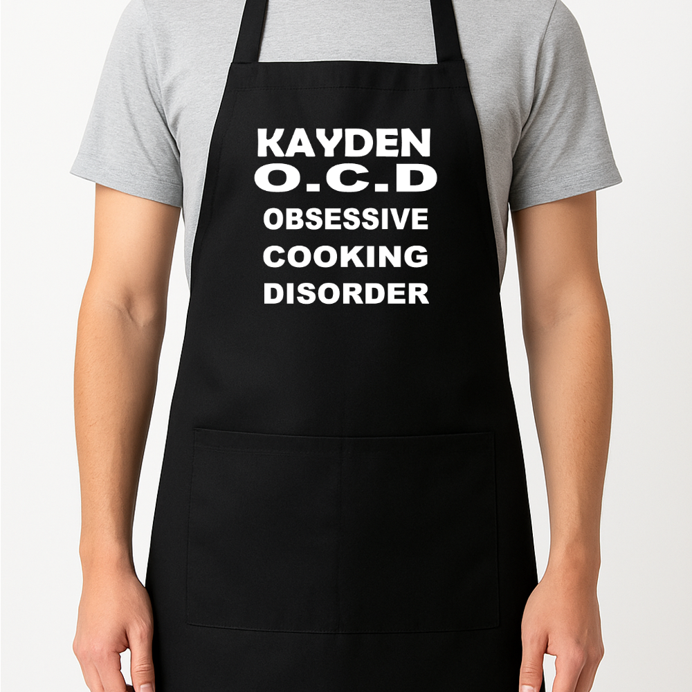 O.C.D. Obsessive Cooking Personalised Apron Gift Present Barbeque