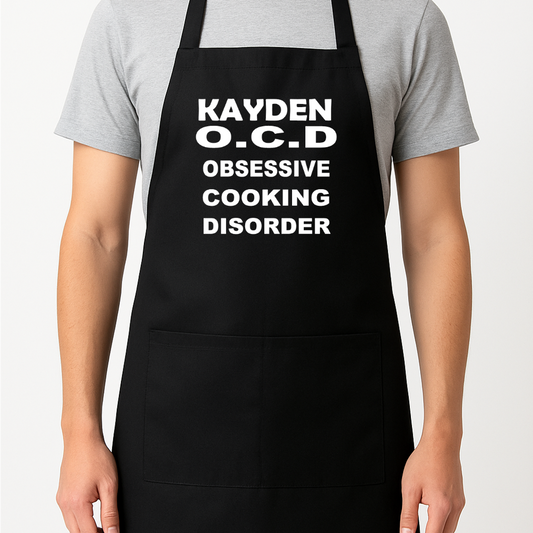 O.C.D. Obsessive Cooking Personalised Apron Gift Present Barbeque